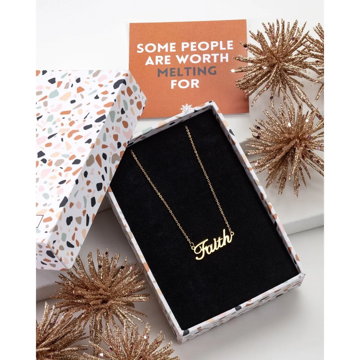 Goldtone Stainless Steel Faith Necklace - In Gift Box - White sold by Zulily product image thumbnail 2