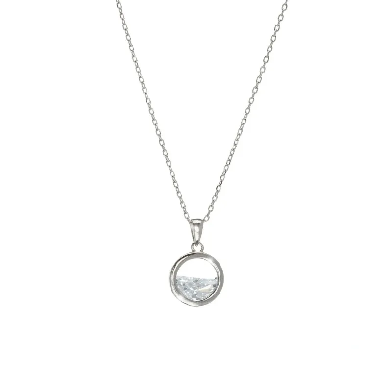 Sterling Silver & Cubic Zirconia Half-Open Circle Pendant Necklace - White sold by Zulily
