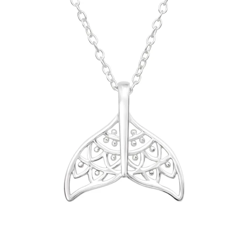 Sterling Silver Fish Tail Pendant Necklace - White sold by Zulily