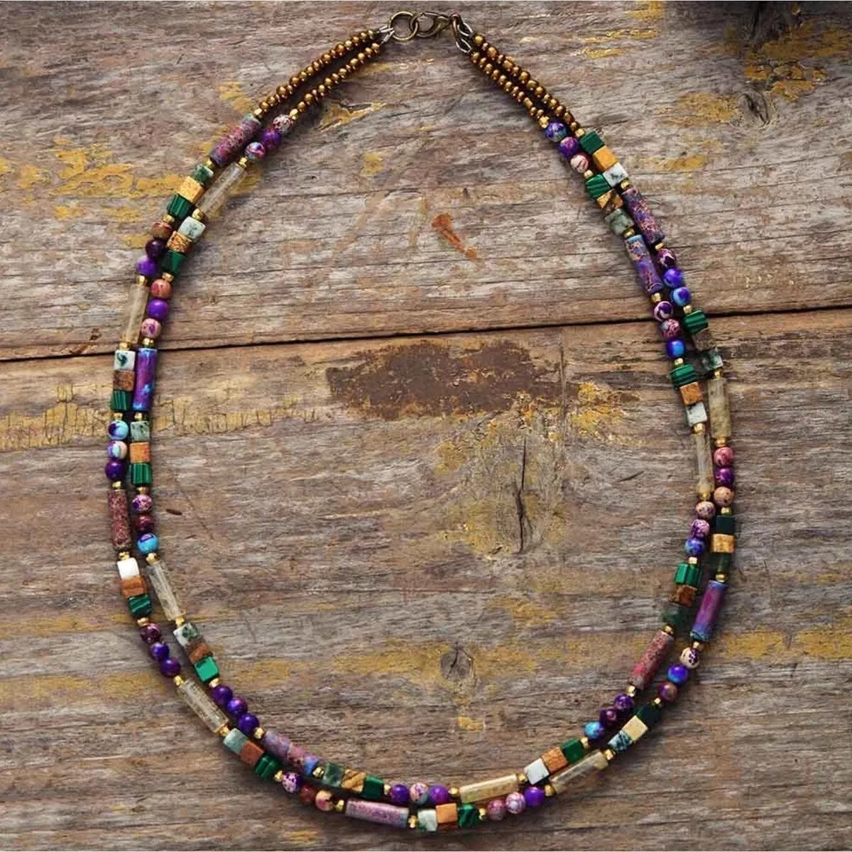 Gemstone & Goldtone Layered Necklace - White sold by Zulily