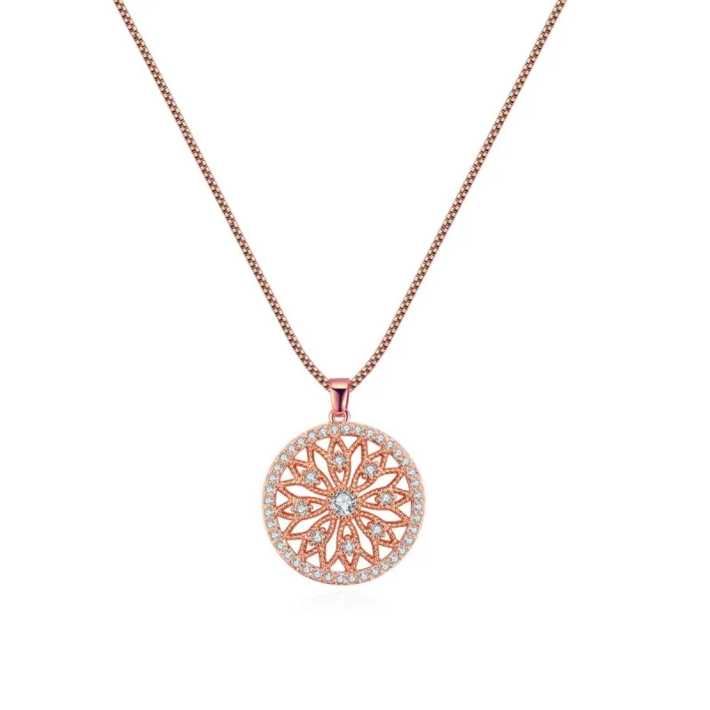 Rose Goldtone Cubic Zirconia Open Flower Pendant Necklace - White sold by Zulily