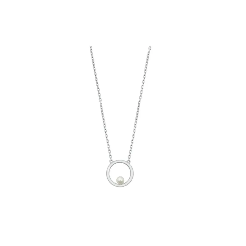 Cultured Pearl & Sterling Silver Circle Pendant Necklace - White sold by Zulily
