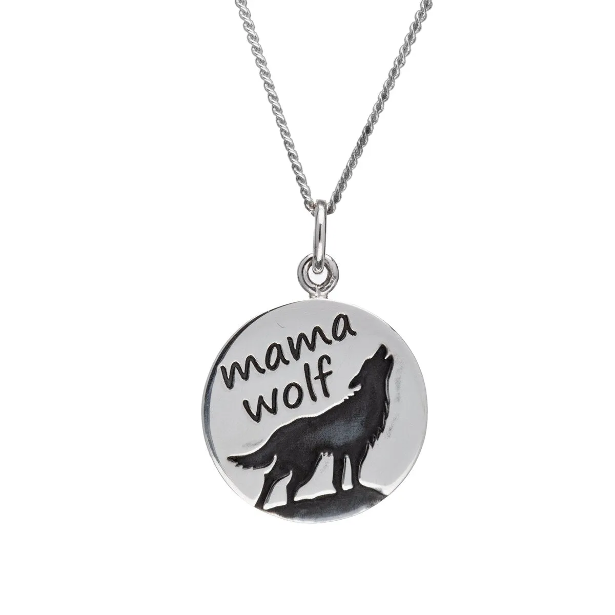 Sterling Silver Round 'mama wolf' Pendant Necklace - White sold by Zulily