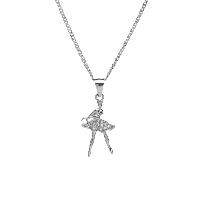 Cubic Zirconia & Sterling Silver Ballerina Pendant Necklace - White sold by Zulily