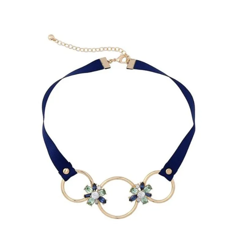 Navy Goldtone Velvet Choker Necklace - White sold by Zulily