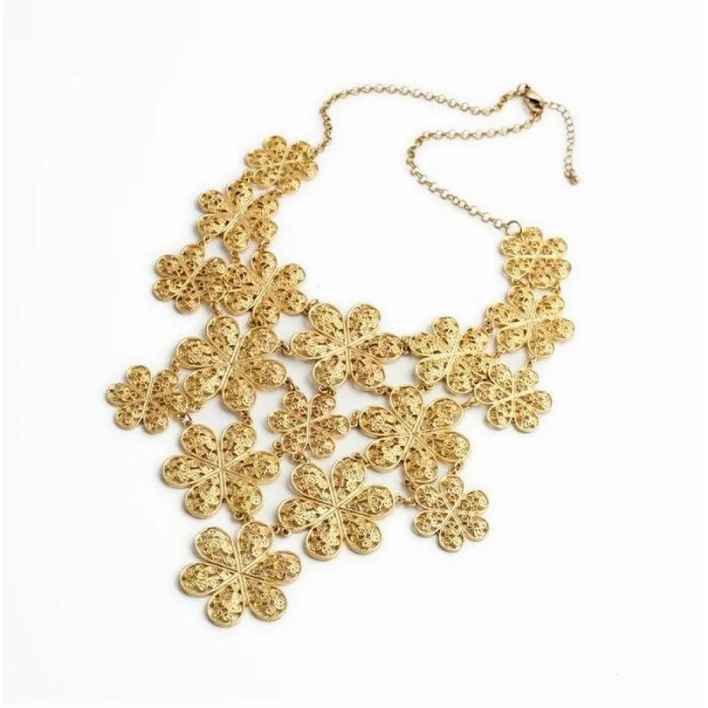 Goldtone Floral Cluster Statement Necklace - White sold by Zulily