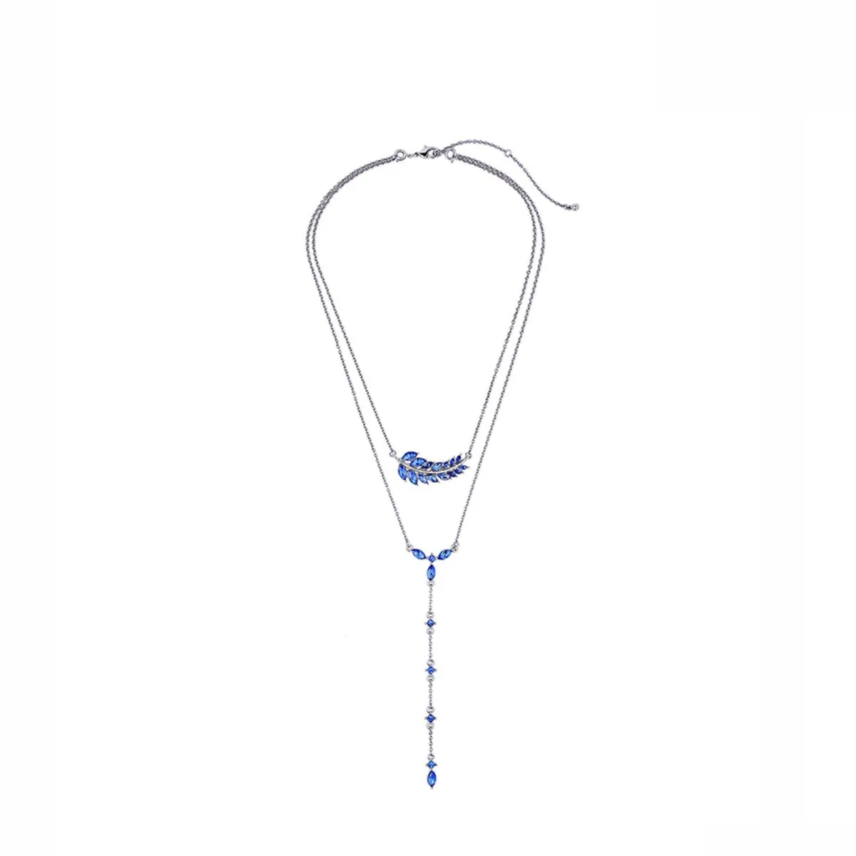 Blue Leaf And Drop Layered Necklace - White sold by Zulily