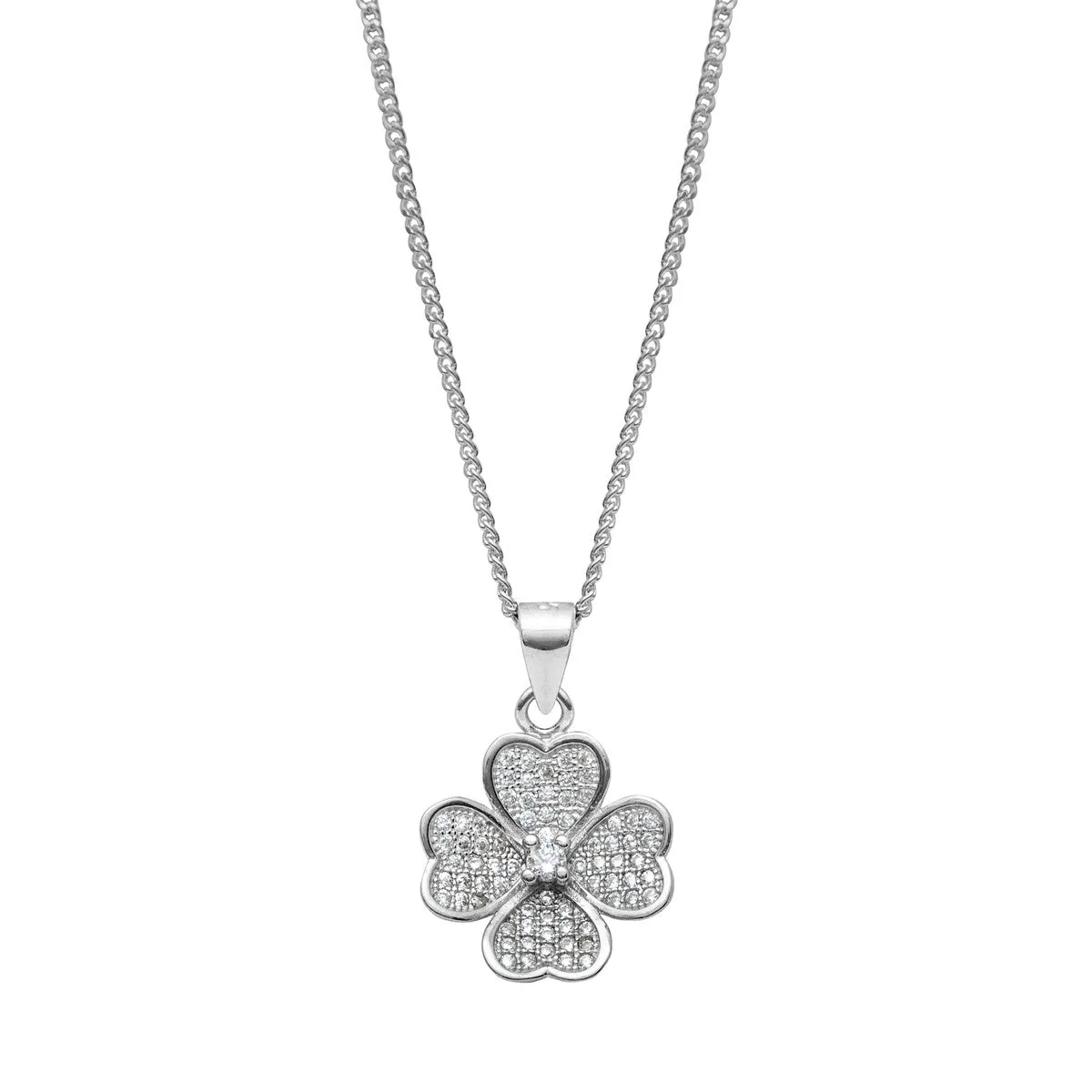 Sterling Silver & Cubic Zirconia Four Leaf Clover Pendant Necklace - White sold by Zulily