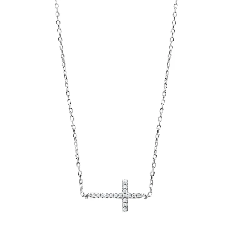 Cubic Zirconia & Sterling Silver Pave Cross Pendant Necklace - White sold by Zulily
