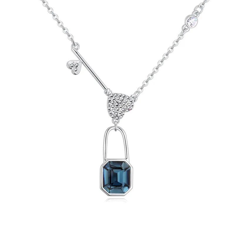 Montana Swarovski Crystal Lock Heart Necklace - White sold by Zulily