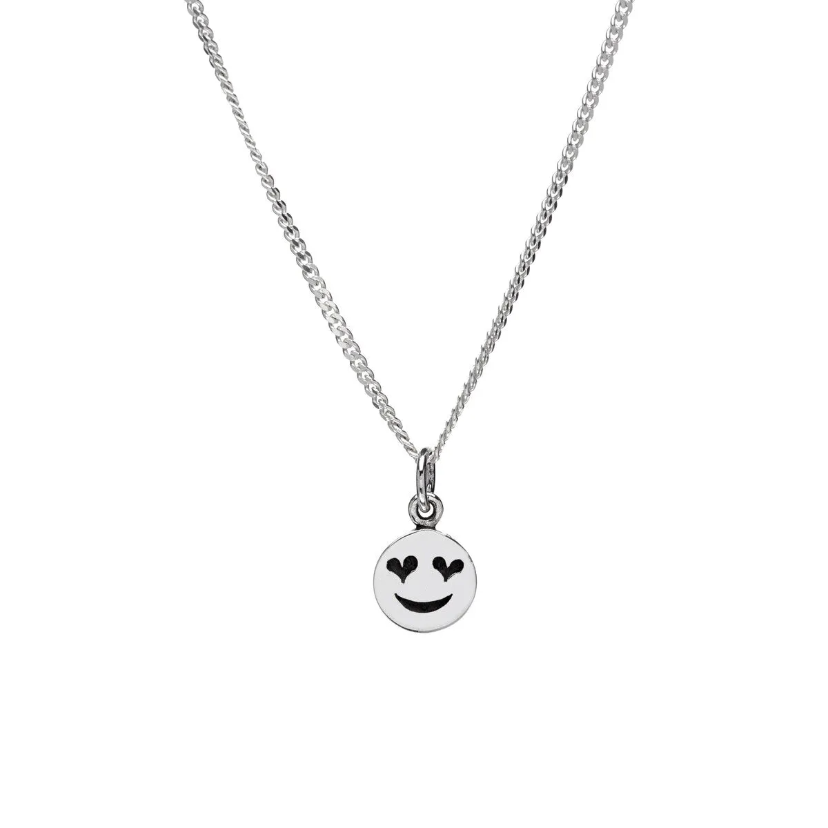 Sterling Silver Heart-Eyes Emoji Pendant Necklace - White sold by Zulily