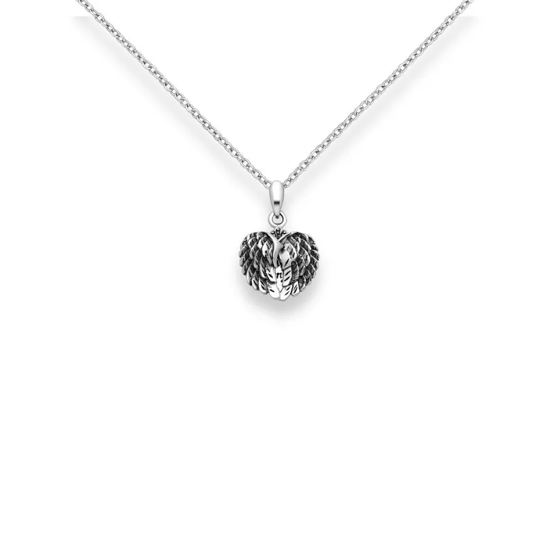 Sterling Silver Oxidized My Angel Heart Wings Pendant Necklace - White sold by Zulily