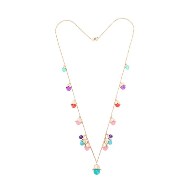Goldtone Multi Colored Tulip Necklace - White sold by Zulily
