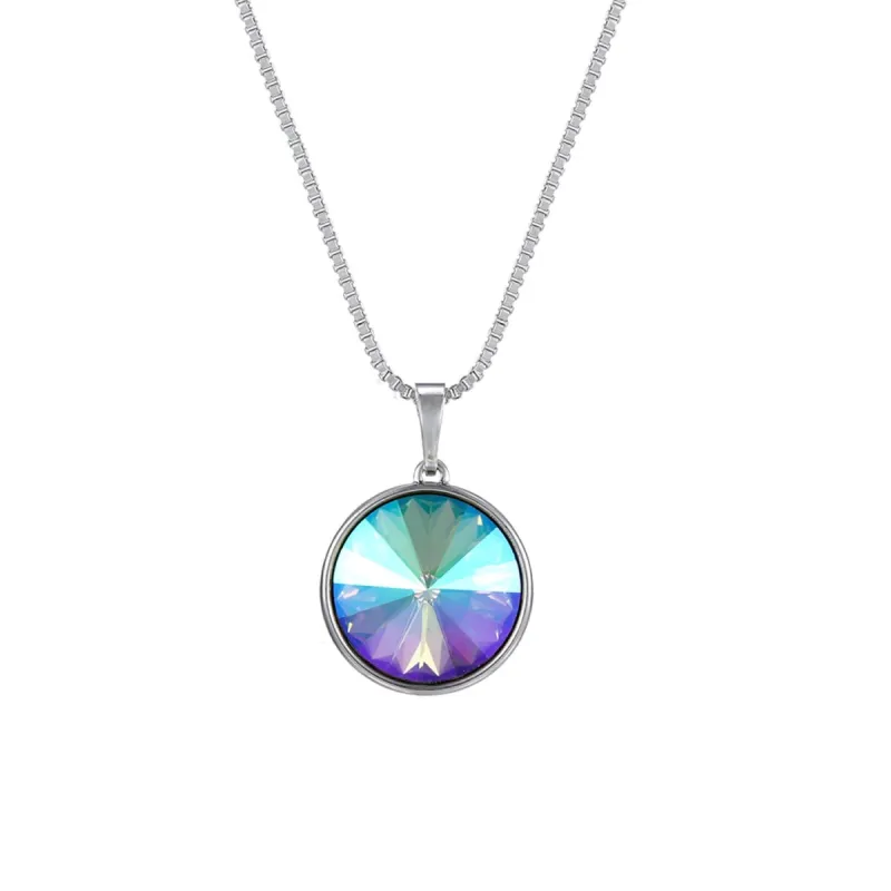 Paradise Shine Swarovski Crystal Circular Pendant Necklace - White sold by Zulily