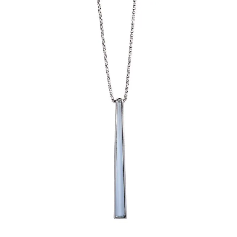 Silvertone Blue Minimalist Bar Pendant Necklace - White sold by Zulily