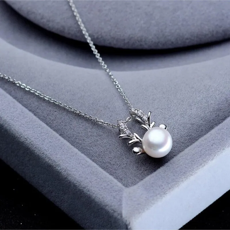 Freshwater Pearl & Sterling Silver Reindeer Pendant Necklace - White sold by Zulily