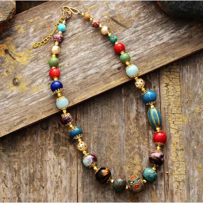 Natural Gemstone & Clay Beaded Necklace - White sold by Zulily
