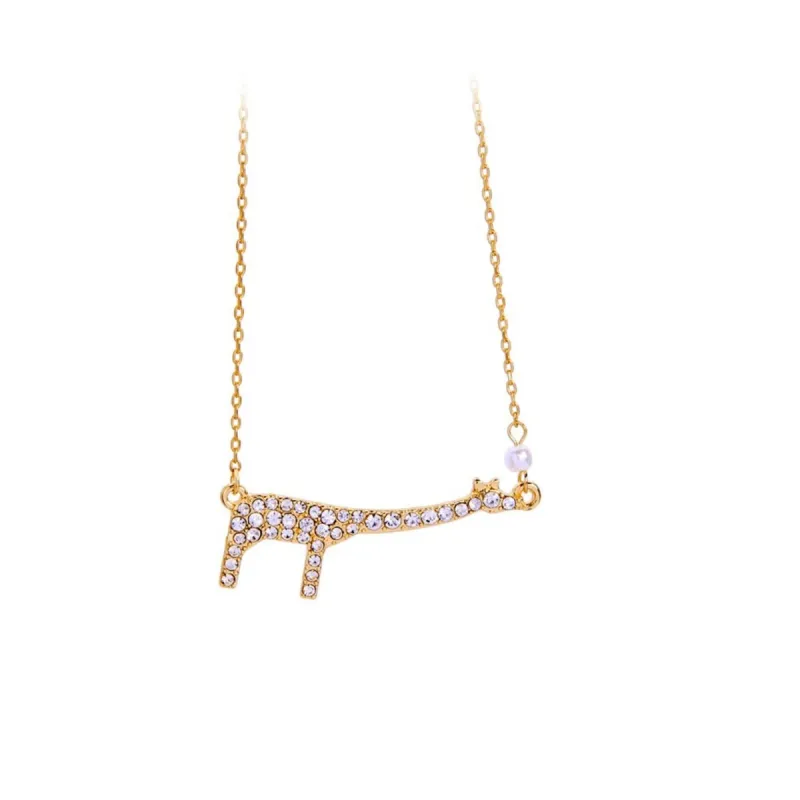 Goldtone Crystal Giraffe Necklace - White sold by Zulily