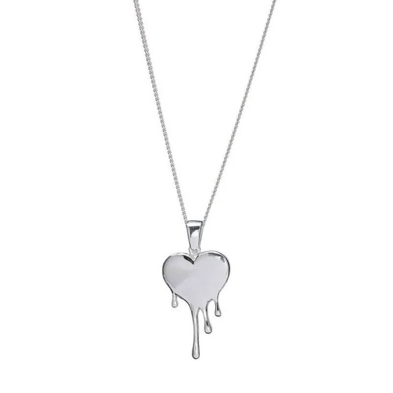 Sterling Silver Melting Heart Pendant Necklace - White sold by Zulily