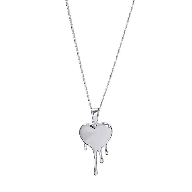 Sterling Silver Melting Heart Pendant Necklace - White sold by Zulily
