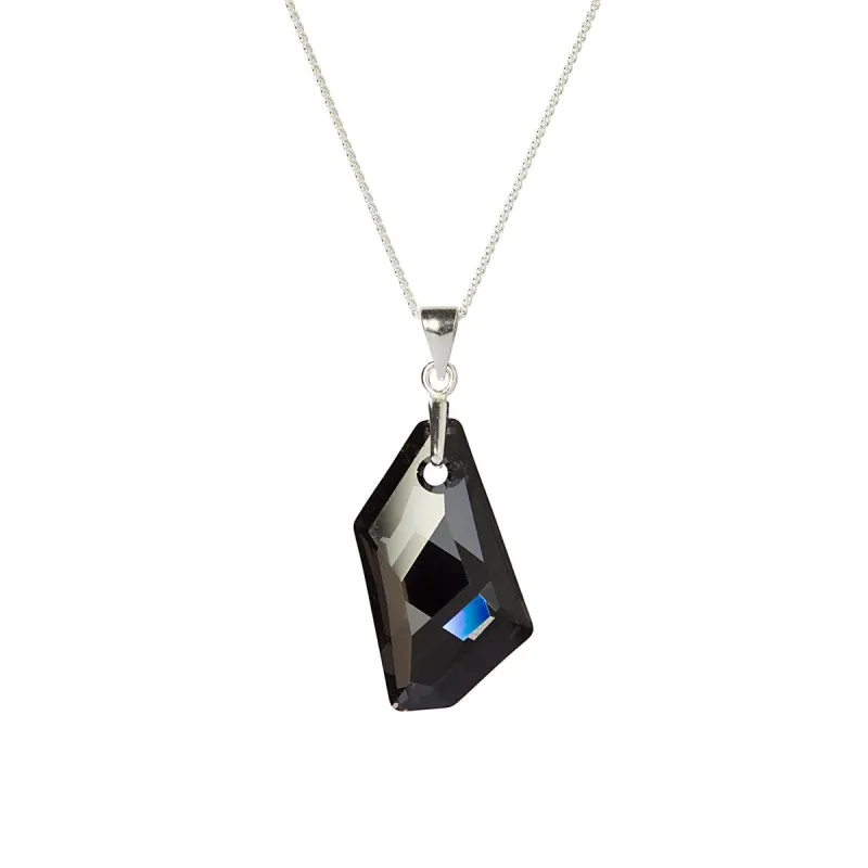 Silvertone Black Swarovski Crystal Pendat Necklace - White sold by Zulily