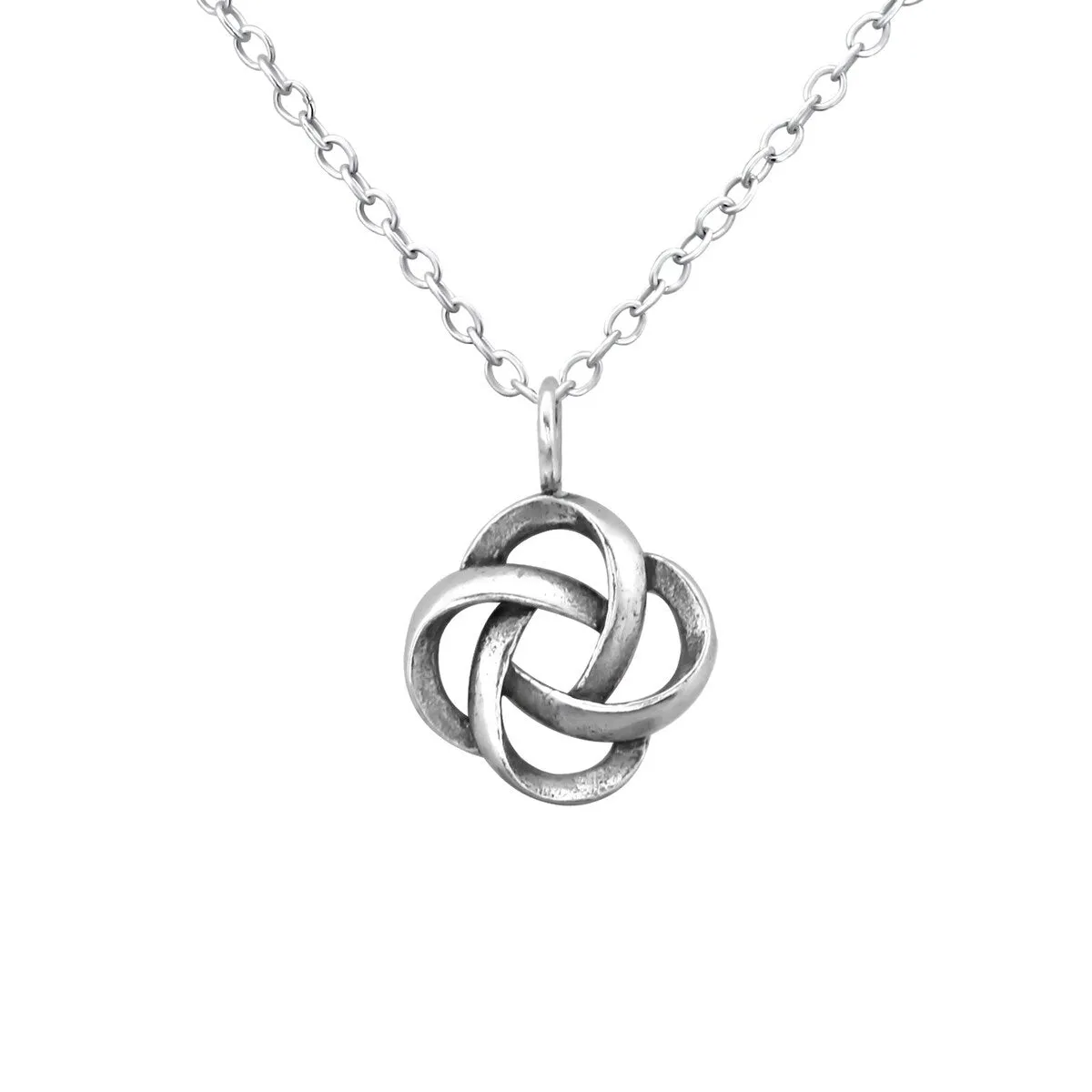 Sterling Silver Infinity Knot Pendant Necklace - White sold by Zulily