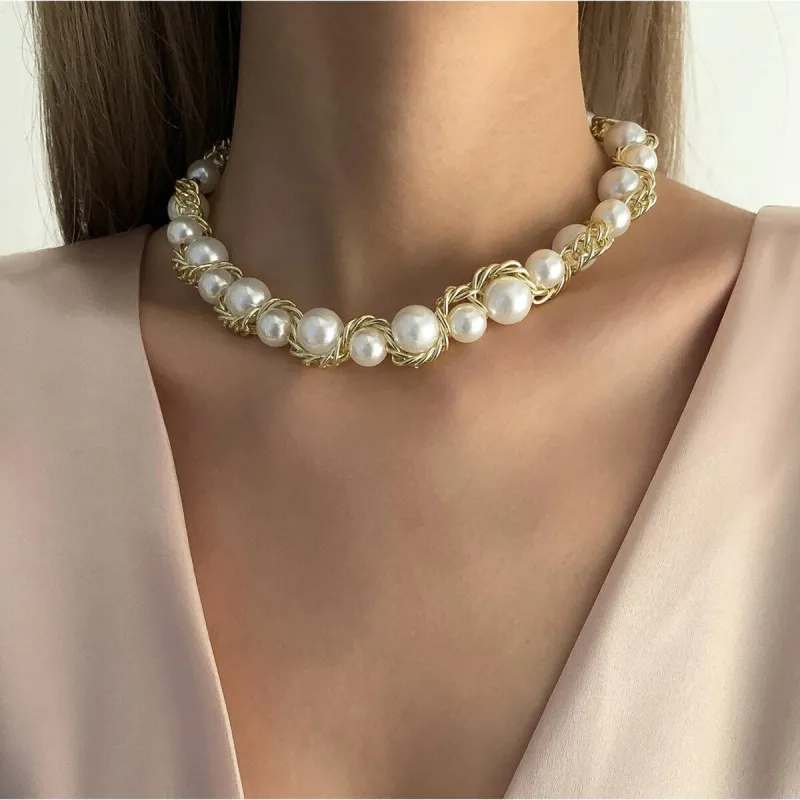 Goldtone & Imitation Pearl Intertwined Choker Necklace - White sold by Zulily