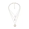 Goldtone Layered Necklace With Open Heart Key - White sold by Zulily