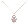 Rose Goldtone Clear Sapphire Cubic Zirconia Hamsa Pendant Necklace - White sold by Zulily