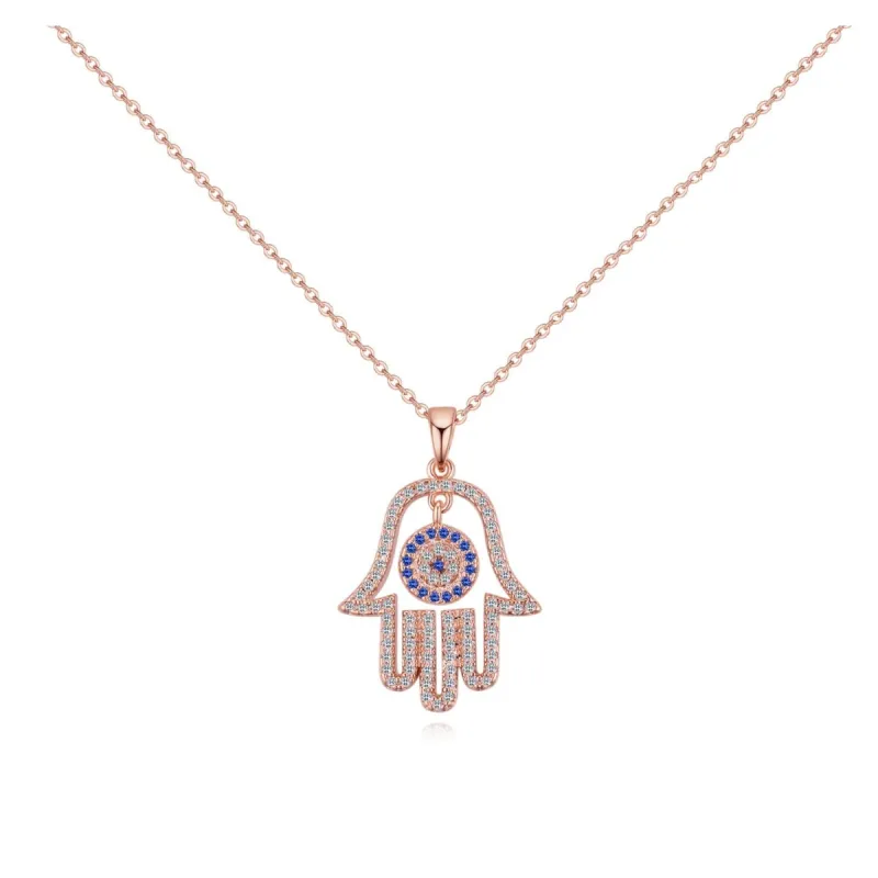 Rose Goldtone Clear Sapphire Cubic Zirconia Hamsa Pendant Necklace - White sold by Zulily