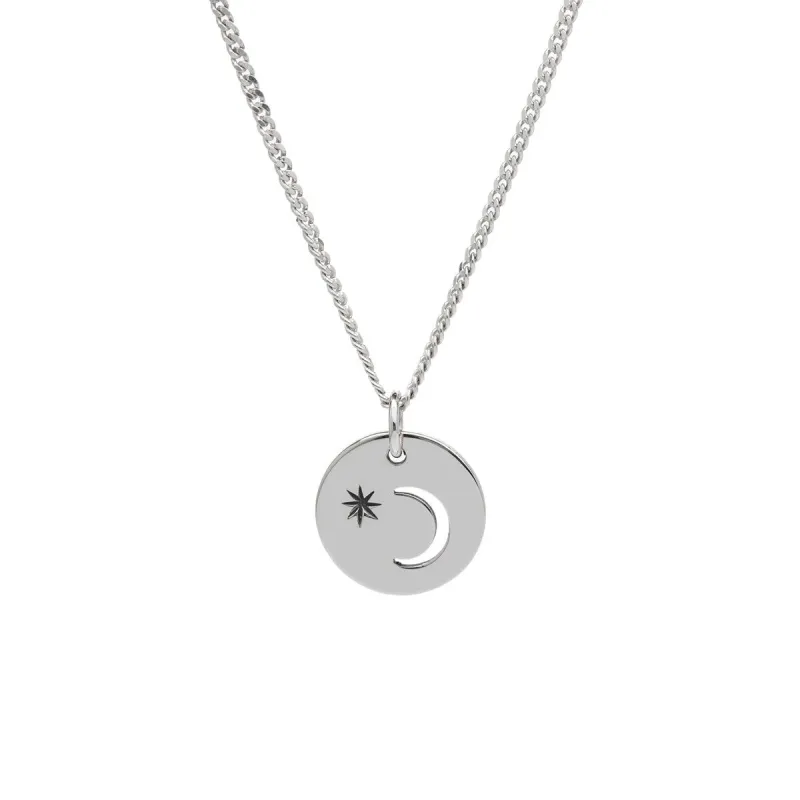 Sterling Silver Crescent Moon Circular Pendant Necklace sold by Zulily