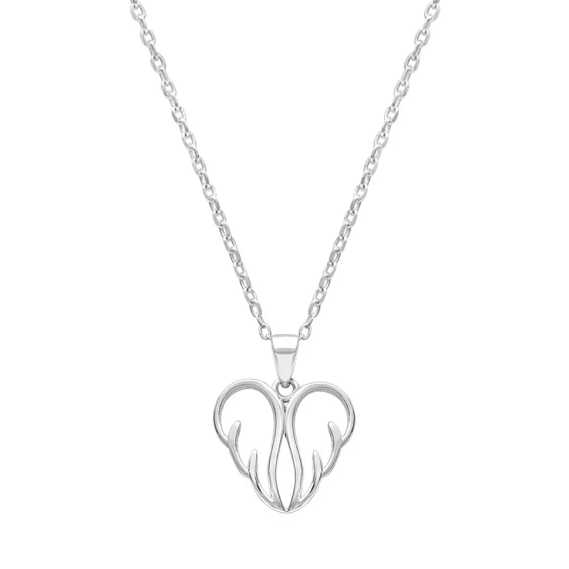 Sterling Silver Wing Heart Pendant Necklace - White sold by Zulily