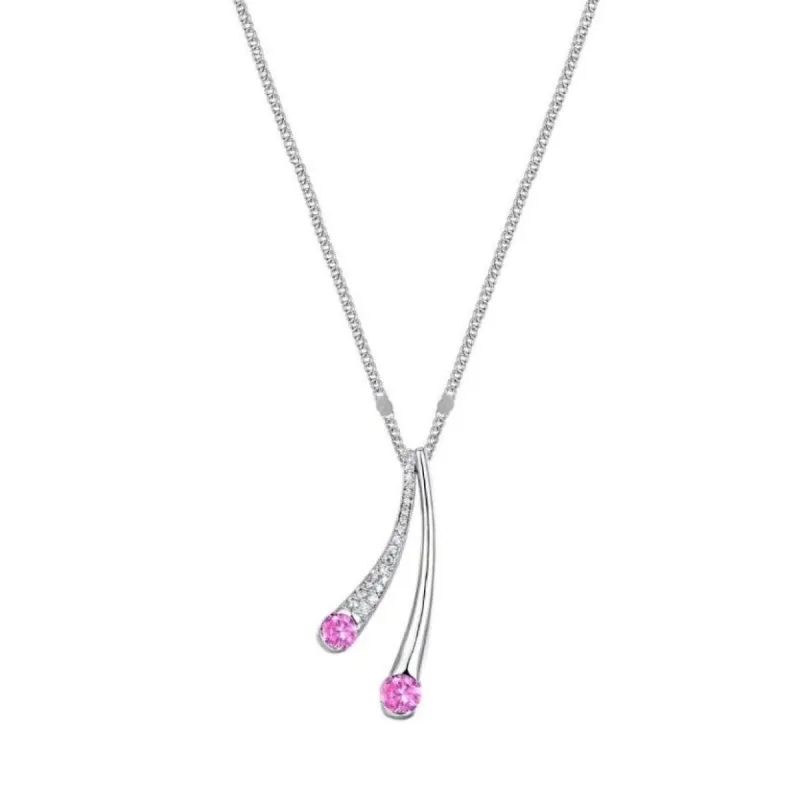 Clear Pink Cubic Zirconia Pendant Necklace - White sold by Zulily