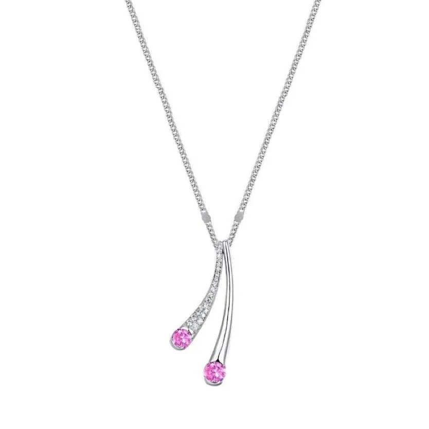 Clear Pink Cubic Zirconia Pendant Necklace - White sold by Zulily