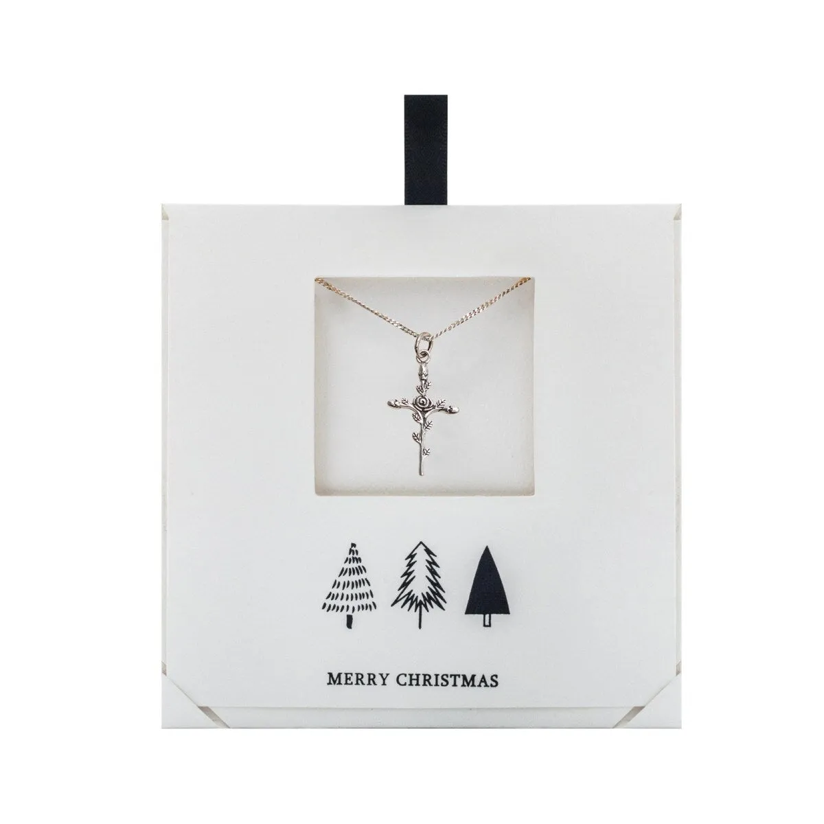 Sterling Silver Cross Rose Pendant Necklace On Holiday Card - White sold by Zulily
