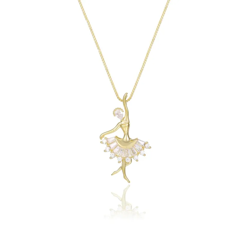 Goldtone Cubic Zirconia Ballerina Pendant Necklace - White sold by Zulily