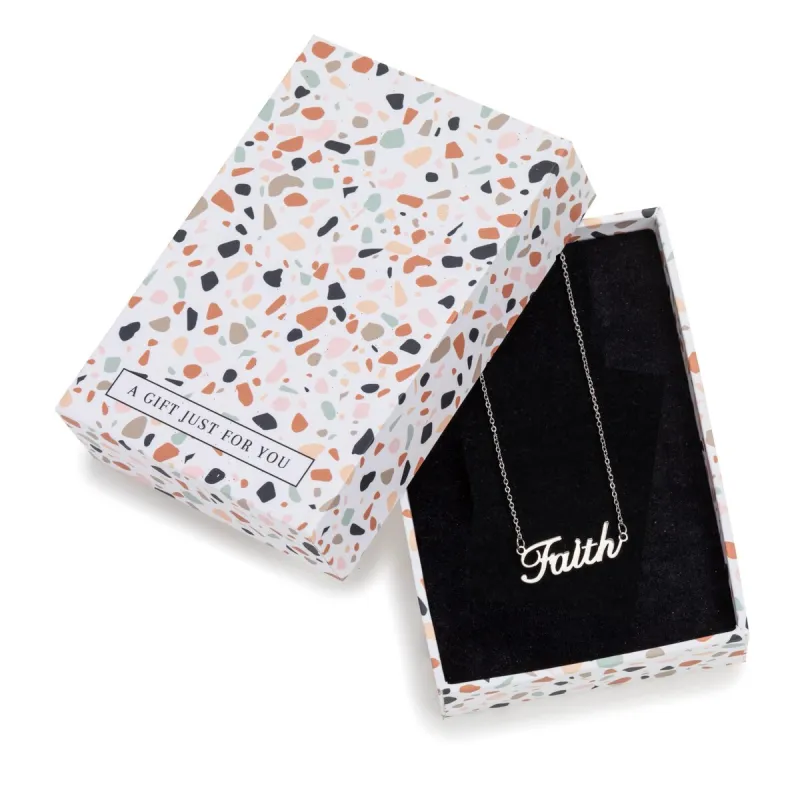 Stainless Steel Faith Necklace - In Gift Box - White sold by Zulily