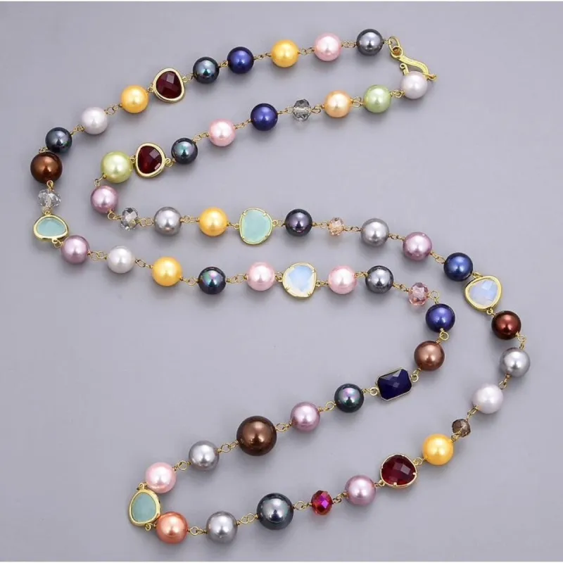 Multi Colored Sea Shell Pearl Long Necklace - White sold by Zulily