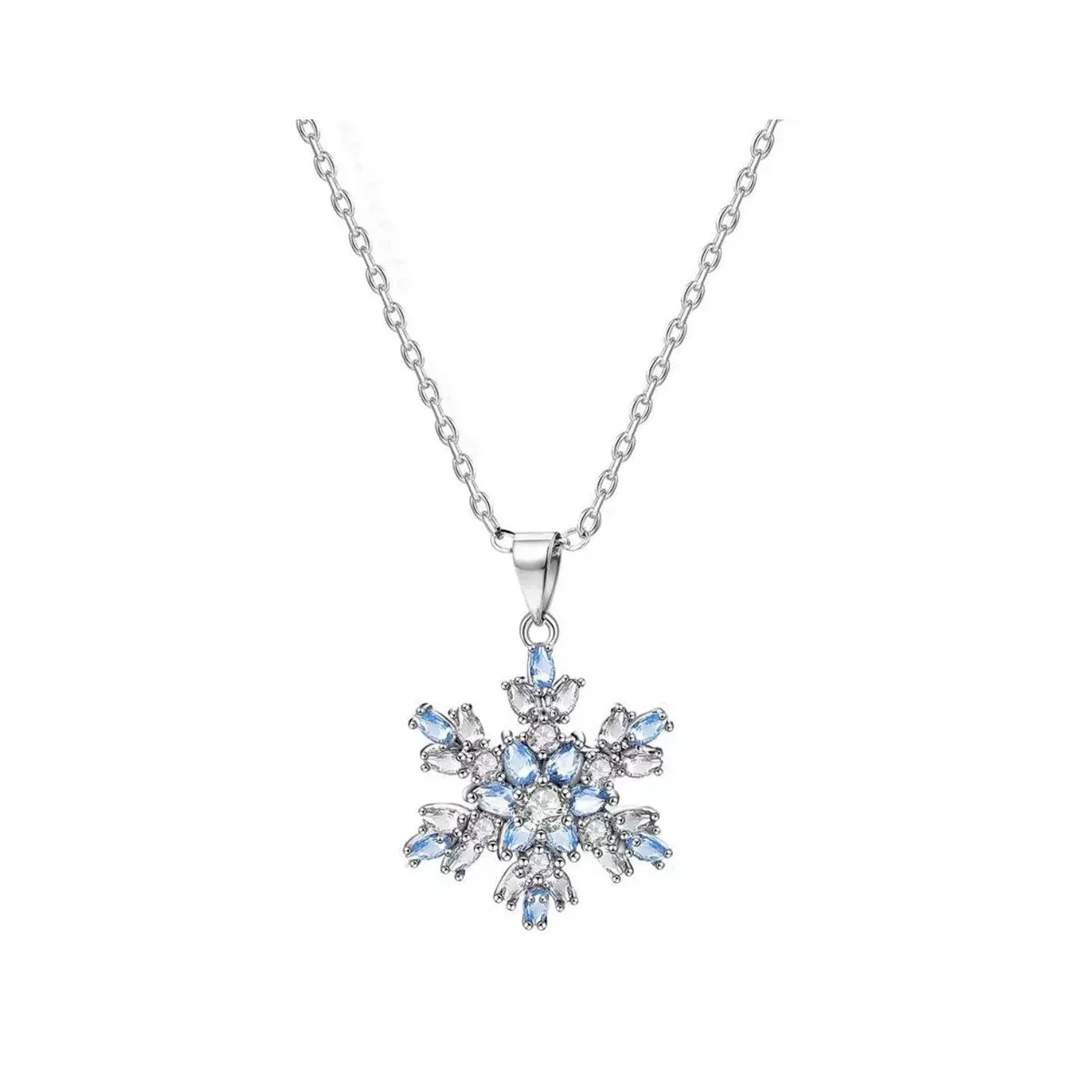 Silvertone snowflake pendant with Clear and blue CZ - White sold by Zulily