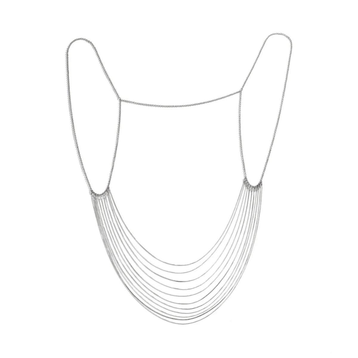 Silvertone Dainty Layered Chain Bib Necklace - White sold by Zulily