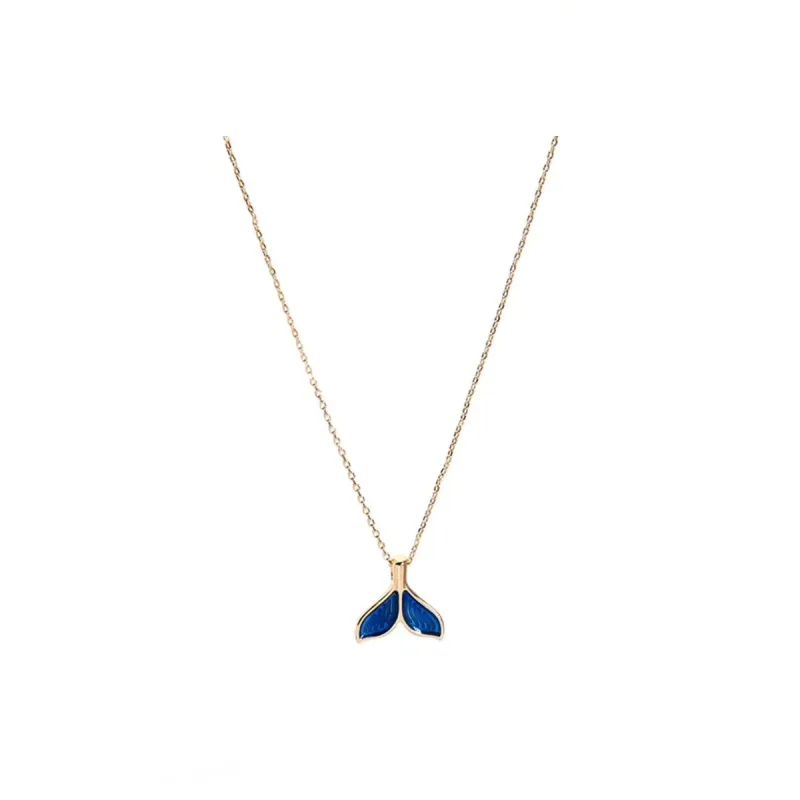 Goldtone Blue Whales Tail Pendant Necklace - White sold by Zulily