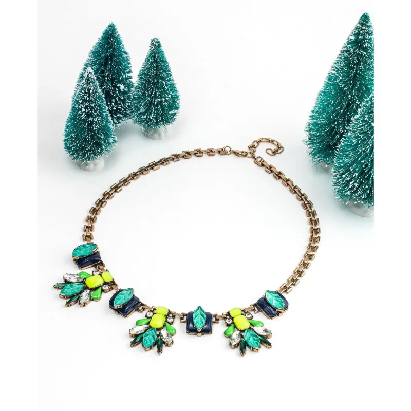 Green Blue Art Deco Crystal Statement Necklace - White sold by Zulily