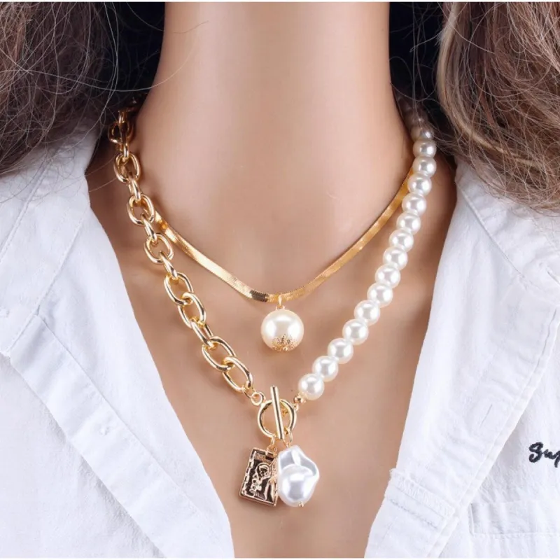 Baroque Pearl Layered Necklace - White sold by Zulily