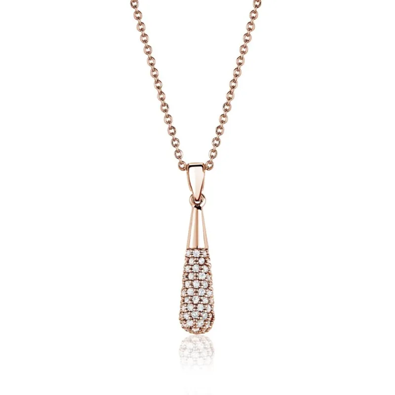 Rose Goldtone Cubic Zirconia Teardrop Drop Pendant Necklace - White sold by Zulily