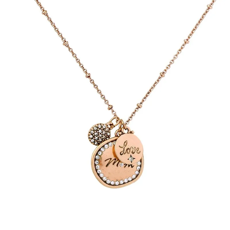 Brass Love Mom Circular Charm Necklace - White sold by Zulily
