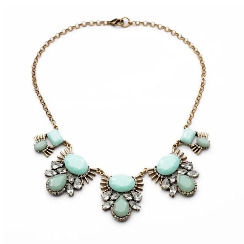 Mint Green Bib Statement Necklace - White sold by Zulily