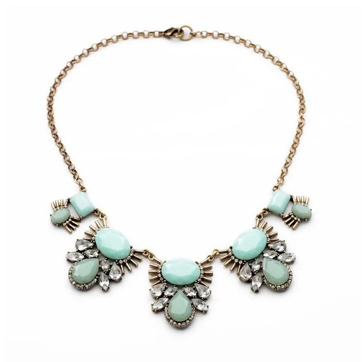 Mint Green Bib Statement Necklace - White sold by Zulily