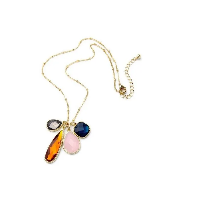 Goldtone Necklace With Multi Colored Geometric Crystals - White sold by Zulily