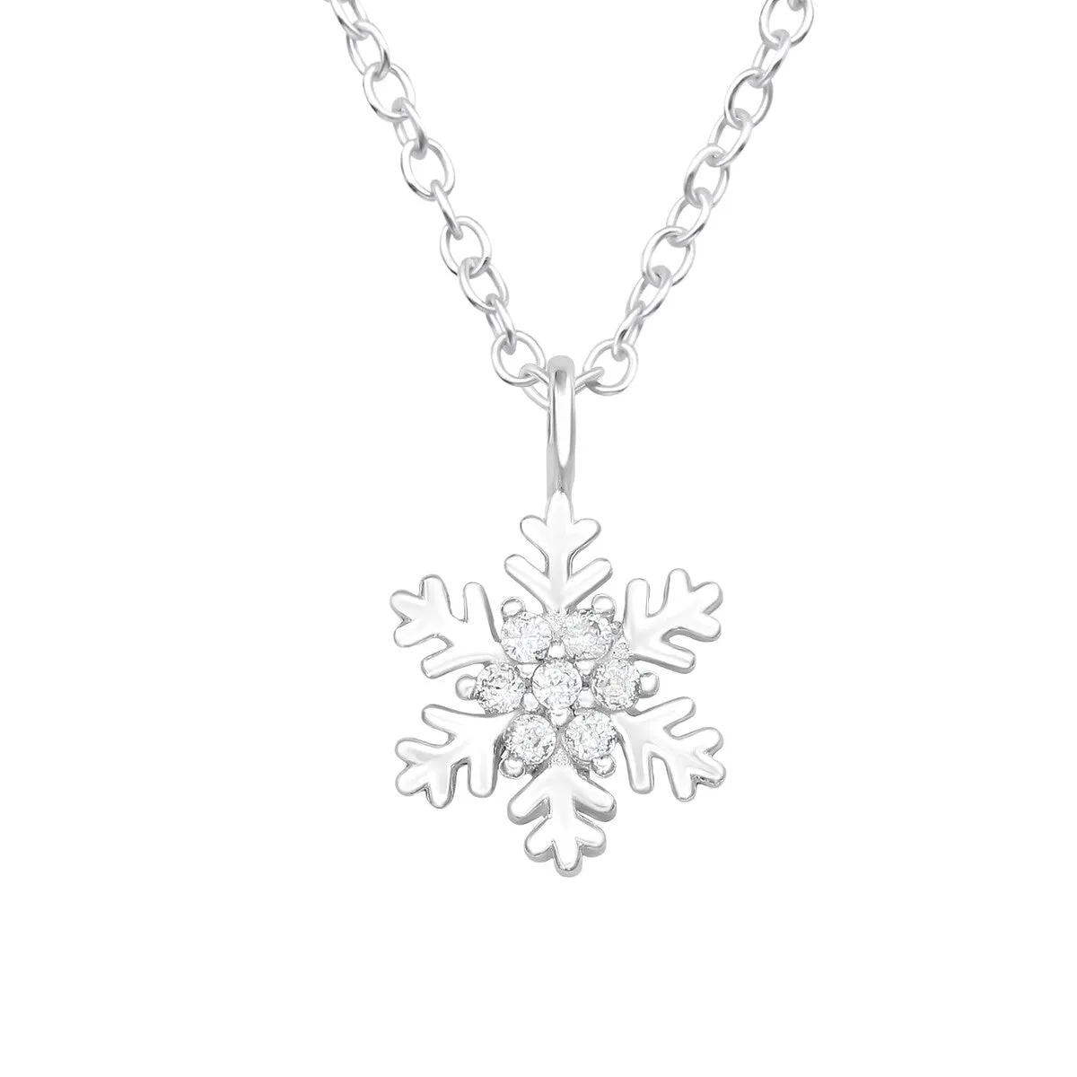Sterling Silver Snowflake Clustered CZ Pendant Necklace - White sold by Zulily