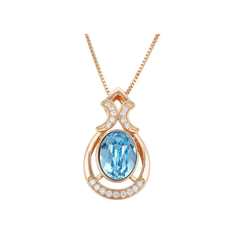 Goldtone Oval Crystal Ornate Pendant Necklace - White sold by Zulily